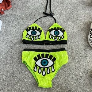 Neon green glitter rave set